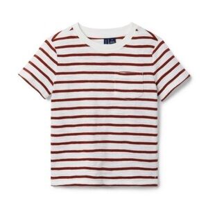 Janie and Jack Brown and White The Striped Slub Pocket Tee 6-12 months